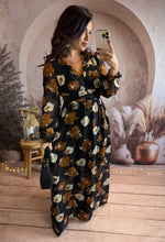 Charger l&#39;image dans la galerie, Longue robe fleuri camel/beige AMALIA (40 au 48) ⭐️