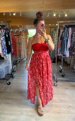 Jupe rouge fendu NINA