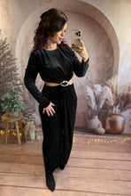 Charger l'image dans la galerie, Robe noir velours à strass NEIGE (36 au 40)