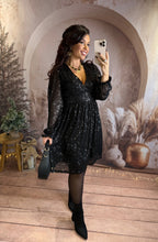 Charger l'image dans la galerie, Robe noir à sequins CENDRILLON (36 au 48)
