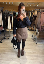 Charger l&#39;image dans la galerie, Jupe short motif carré café LEA (34 au 50 )