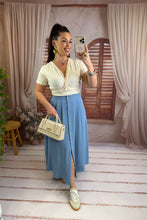 Charger l'image dans la galerie, Jupe longue bleu couleur jeans MADELEINE (36 au 48)