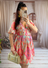 Charger l'image dans la galerie, Robe courte motif orange rose CORFU (36 au 48 )