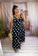 Charger l'image dans la galerie, Robe bretelles pois noir NILA (36 au 46)