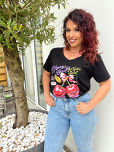 Charger l&#39;image dans la galerie, TEE shirt noir cerise noeud ( 36 au 48 )