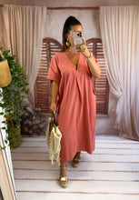 Charger l'image dans la galerie, Robe loose col v terracota ANÉ (36 au 46) New