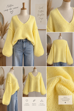 Charger l'image dans la galerie, Maxi pull tout doux col en v jaune LIV (36 au 44)