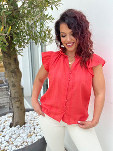 Chemisier corail broderie anglaise Tatiana ( 34 au 48 )
