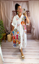 Charger l'image dans la galerie, Robe chemise blanche motif fleuries ANGÈLE (40 au 46)
