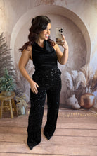 Charger l&#39;image dans la galerie, Combinaison pantalon à sequin noir YAYA (36 au 40)