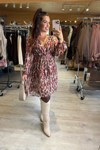 Robe courte bordeaux/écru COLETTE (36 au 48)