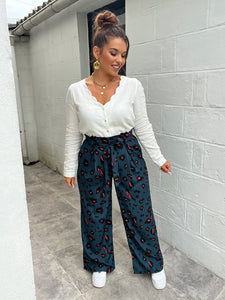 Pantalon léopard bleu canard ( 34 au 48)