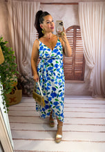 Charger l'image dans la galerie, Robe à bretelles blanc et bleu COCO (36 au 48)