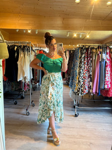 Jupe style portefeuille Baila verte ( 34 au 48 )
