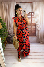 Charger l'image dans la galerie, Robe longue noir motif fleur rouge IZÏA  (36 au 48)