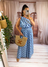 Charger l'image dans la galerie, Ensemble top + jupe bleu pois choco KLARA (36 au 44) New