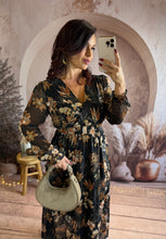 Charger l&#39;image dans la galerie, Robe fleuri camel/doré avec ceinture DORIA (36 au 48) ⭐️