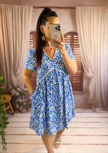 Charger l'image dans la galerie, Robe fleuri bleu ZÉLIE (36 au 50)