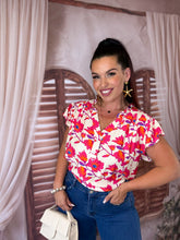 Charger l'image dans la galerie, Top fleuri blanc et rose JEANETTE (36 au 48)
