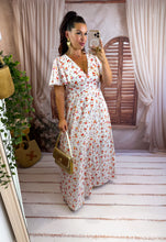 Charger l'image dans la galerie, Robe blanche fleuri orange ASTER dos nu  (34 au 46 )