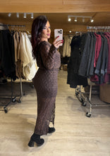 Charger l&#39;image dans la galerie, Robe longue dentelle chocolat DOLA ( 34 au 42 )