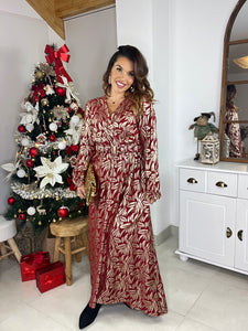 Robe longue bordeaux /or Vivi ( taille 40 au 50 )