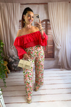 Charger l'image dans la galerie, Pantalon plissée fleuri corail CLEO (34 au 48)