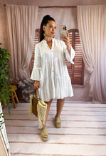 Charger l'image dans la galerie, Robe courte lisse gaz de coton blanche FANNY (36 au 46)