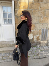 Charger l&#39;image dans la galerie, Manteau cape fourrure noir NÉLYA (36 au 46)