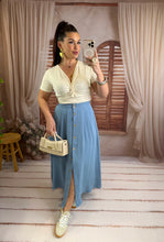 Charger l'image dans la galerie, Jupe longue bleu couleur jeans MADELEINE (36 au 48)