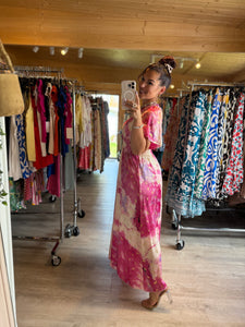 Robe Louise rose/écru ☀️( 36 au petit 44 )