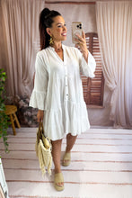 Charger l'image dans la galerie, Robe courte lisse gaz de coton blanche FANNY (36 au 46)