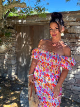 Charger l'image dans la galerie, Robe col bardot fleuri PRUNETTE (34 au 48)