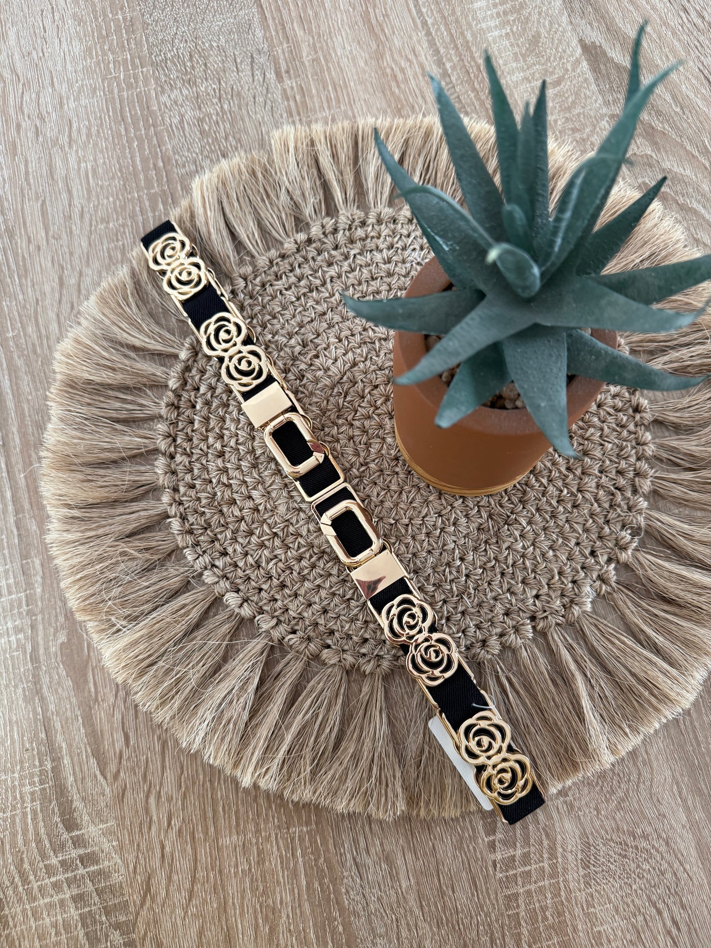 Ceinture fine élastique rose