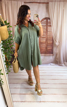 Charger l'image dans la galerie, Robe chemise gaz de coton kaki ANOUK (42 au 48)