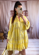 Charger l'image dans la galerie, Robe loose motif bandana jaune HELENA (36 au 46)