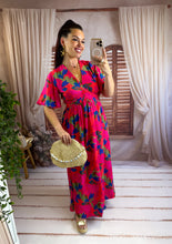 Charger l'image dans la galerie, Robe longue motif fuchsia CORAL (36 au 48)