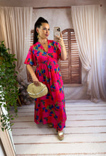 Charger l'image dans la galerie, Robe longue motif fuchsia CORAL (36 au 48)