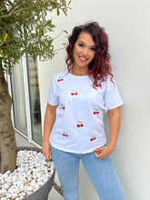Charger l&#39;image dans la galerie, TEE shirt blanc cerise ( 34 au 48 )