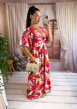 Charger l'image dans la galerie, Robe longue à motif rose/orange/kaki PATRICE (40 au 48)