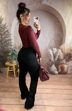 Charger l'image dans la galerie, Body drapé à manches longues avec boucle  ornementale bordeaux SIRINE (34 au 38)