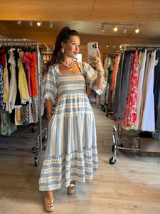 Robe rayé bleu col bateau alma ( taille 36 au 42 )