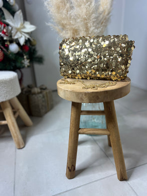 Pochette avec bandoulière sequins gold