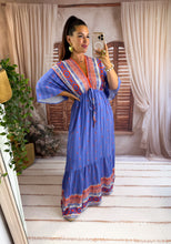 Charger l'image dans la galerie, Robe longue bleu motif de couleur GARANCE (36 au 42) New