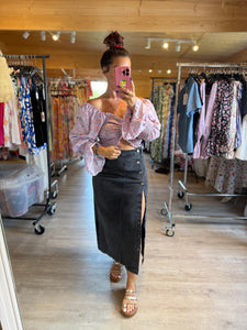 Crop top lila fleuri AMANDA