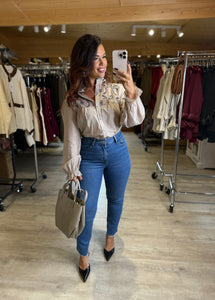 Chemise rayé café JESSIE (36 au 48)
