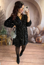 Charger l'image dans la galerie, Robe noir velours avec sequin NALA (36 au 48)