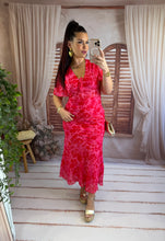 Charger l'image dans la galerie, Robe mi longue imprime fuchsia MALIKA (34 au 44)