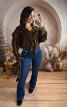 Charger l&#39;image dans la galerie, Blouse chocolat à volant LYANA (36 au 42)⭐️