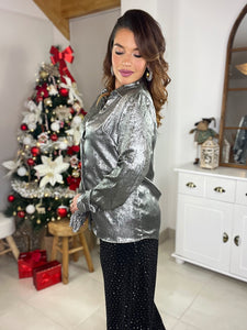 Chemise argenté Claudia ( taille 36 au 48 )